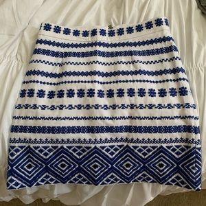 White skirt with blue detailing